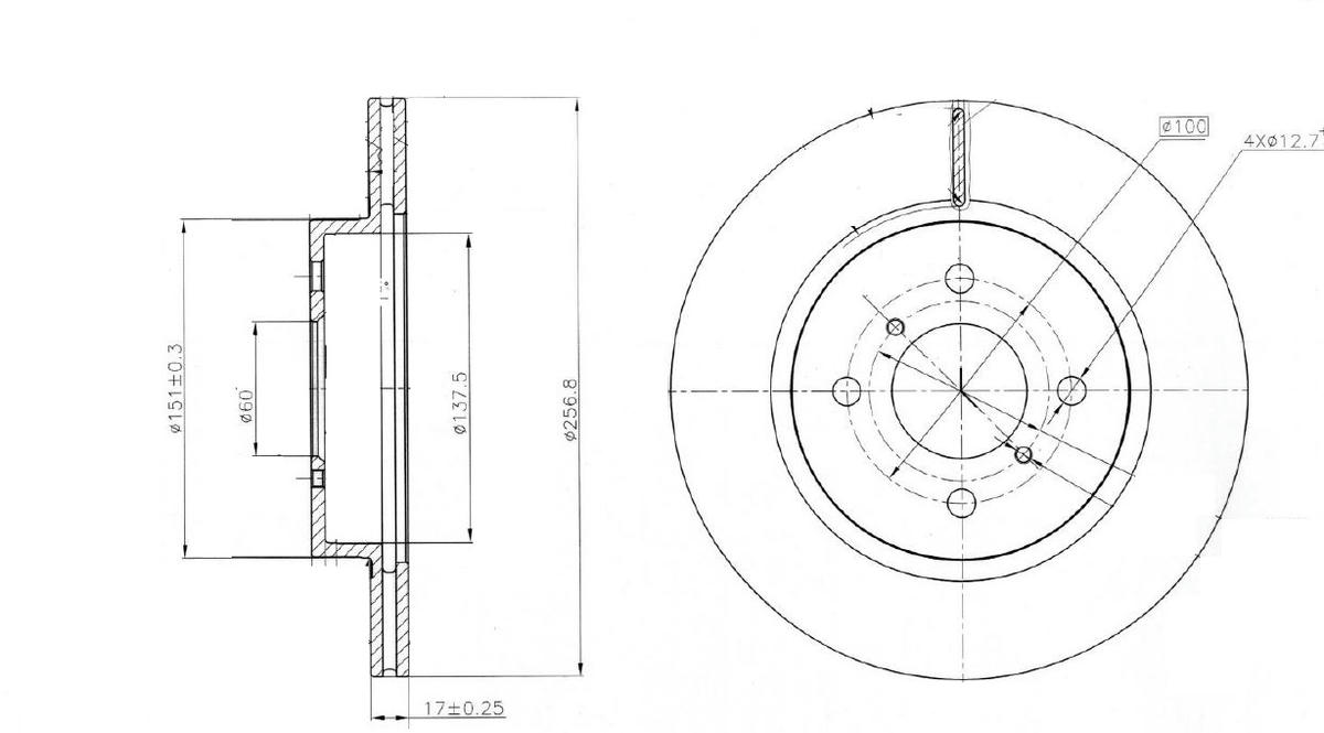Диск торм. для а/м Chery Kimo/QQ (08-) перед. d=257 (DF 084817) preview 3