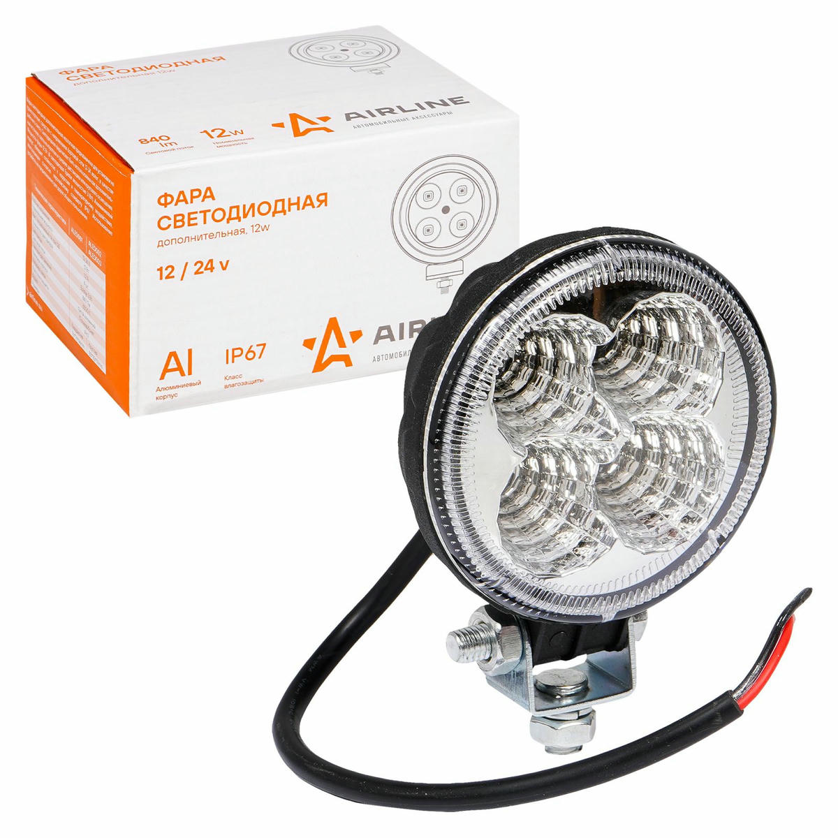 Фара светодиодная круглая, 4 LED рассеянный свет, 12W (83х83х51) 12/24V (ALED002) preview 1