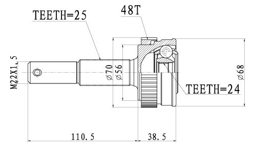 ШРУС для а/м Nissan Qashqai (06-)/(13-)/X-Trail T31 (07-)/T32 (14-) (наруж. зад.) (GO 1454) preview 3