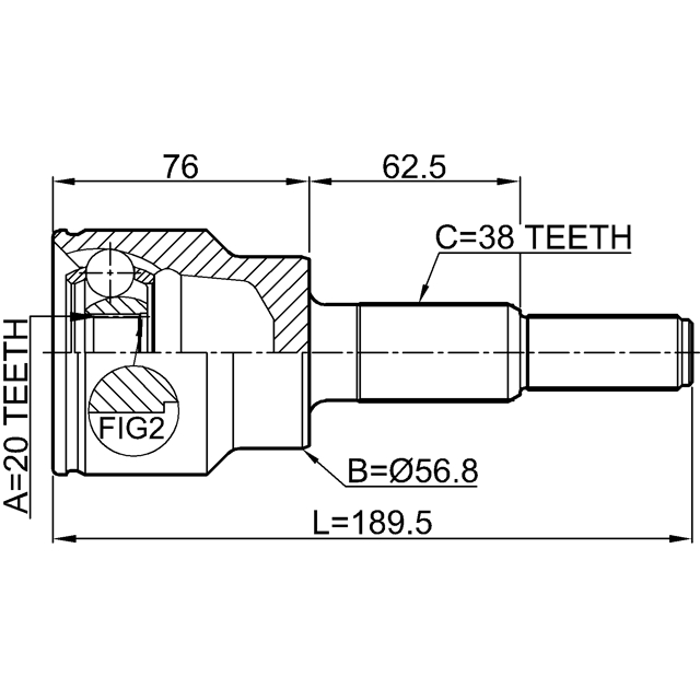 Шрус наружный задний 20x56.8x38 preview 2