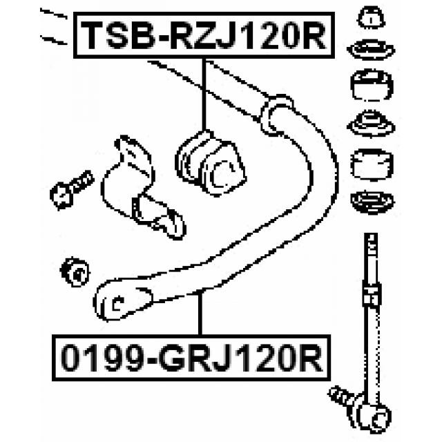 Втулка (сайлентблок) заднего стабилизатора FEBEST TSB-RZJ120R preview 2