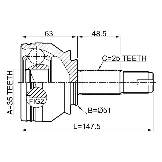 ШРУС наружный 35x51x25 1810-Z16 preview 2