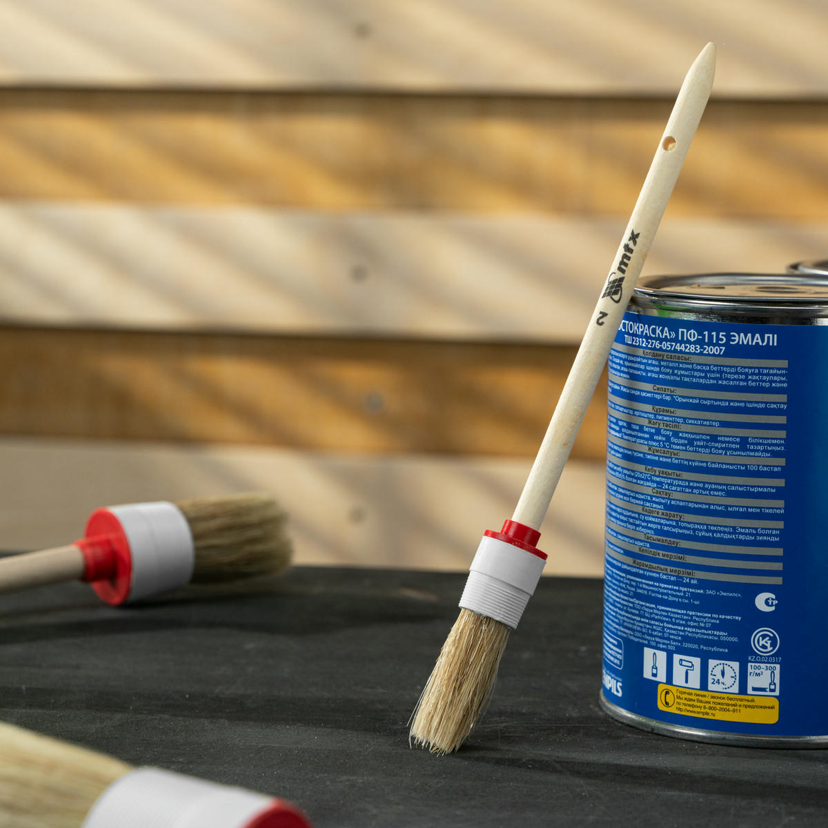 Кисть круглая № 2 (20 мм), натуральная щетина, деревянная ручка MATRIX preview 6