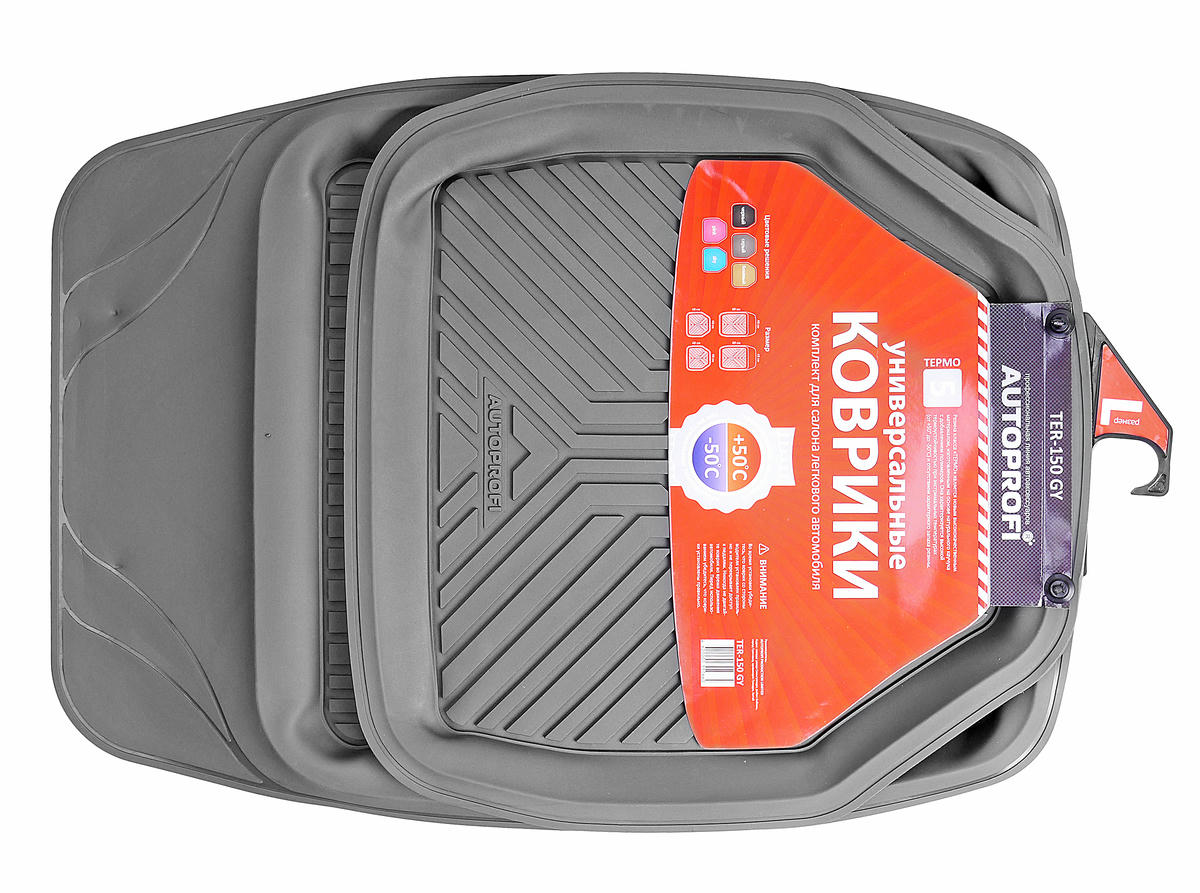 Коврики резиновые GROOVE TER-150 GREY универсальные (4шт) AUTOPROFI /1/6 preview 1