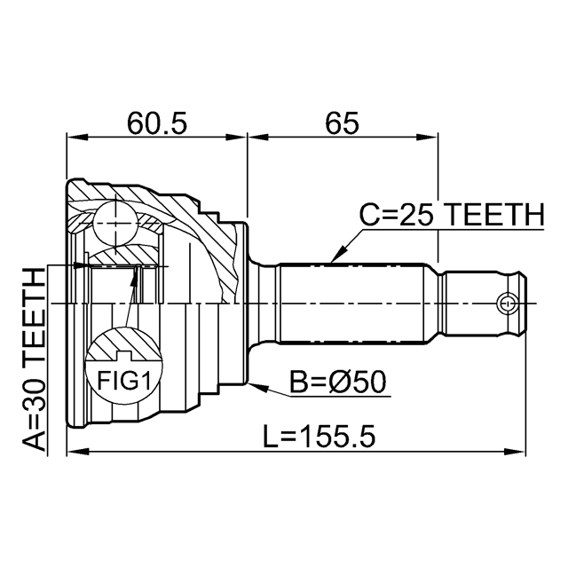 ШРУС наруж.30X50X25 MITSUBISHI LANCER/COLT C51A-C77A 1988-1995 preview 2