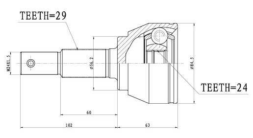 ШРУС для а/м Nissan Juke (10-) 1.6i MT (наруж. перед.) (GO 1444) preview 3