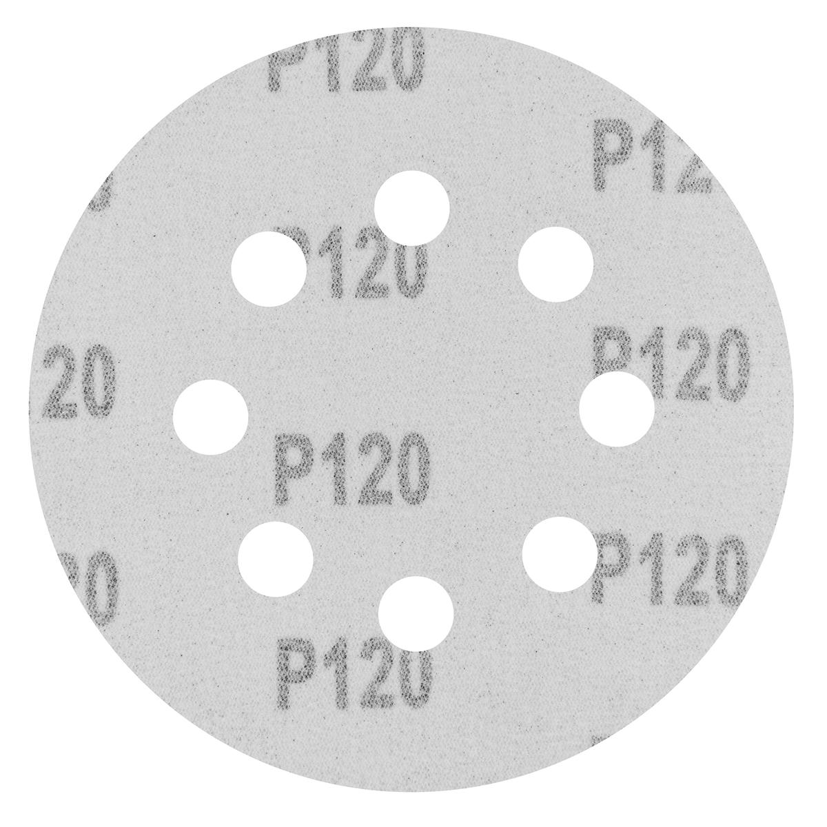 Круг абразивный на ворсовой подложке под "липучку" перфорированный, P 120, 125 мм, 5 шт. Сибртех preview 2