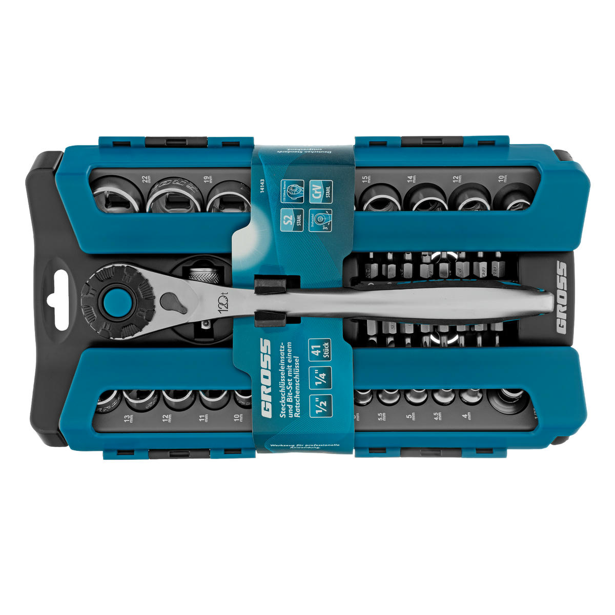 Набор торцевых головок ,трещетка 120 зубьев41 предмет 1/4 .1/2 Gross preview 16