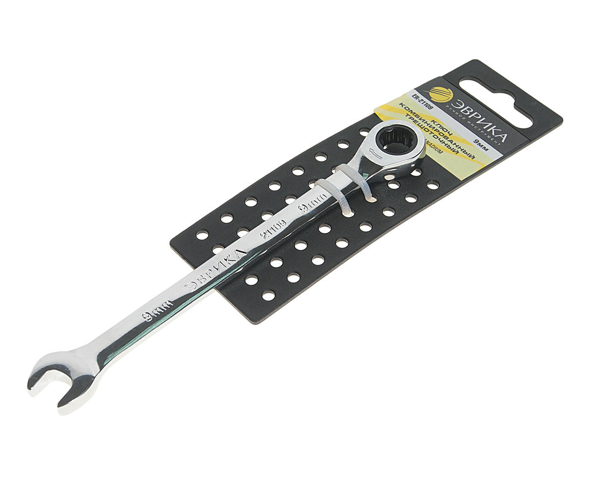 Ключ комбинированный 9мм трещоточный ЭВРИКА preview 1