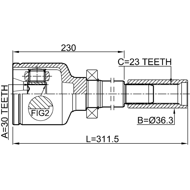 ШРУС внутренний FEBEST 2411-MEGIIRH preview 2