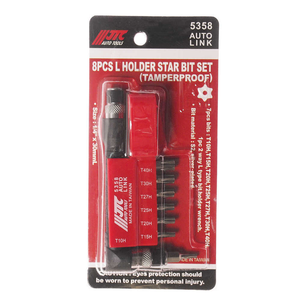 Набор вставок 1/4" торкс с отверстием T10H-T40H и Г-образным держателем 8пр. JTC preview 1