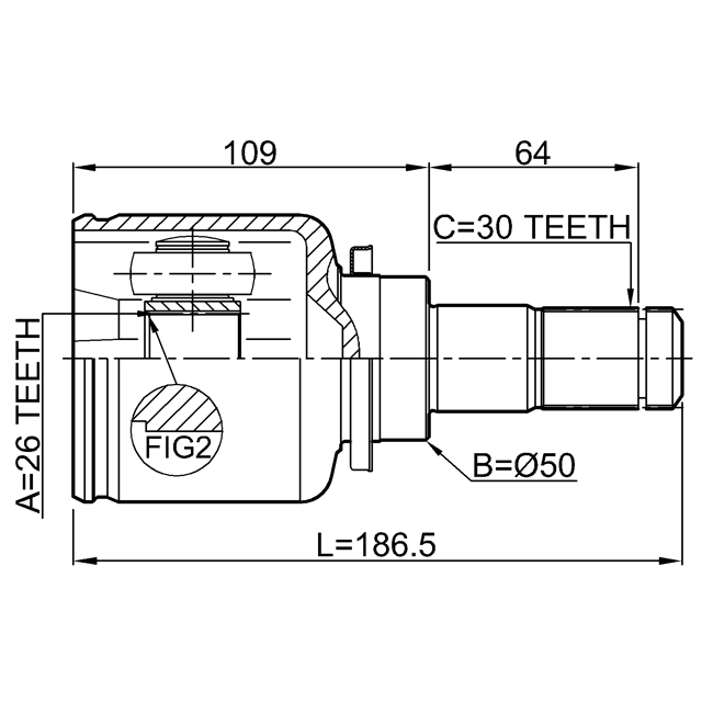ШРУС внутренний левый 26x50x30 0511-BK23LH preview 2