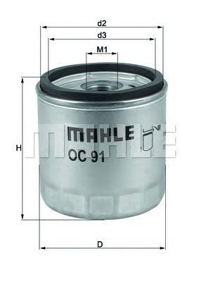 Фильтр масляный MAHLE _OC91 preview 1
