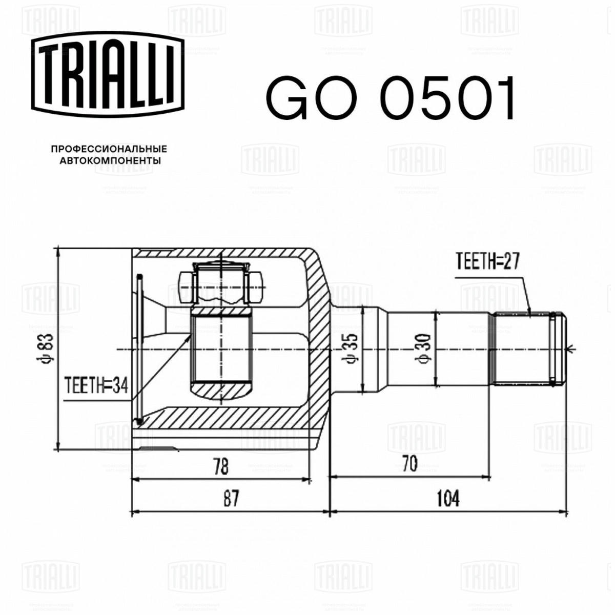 ШРУС внутренний TRIALLI GO 0501 preview 3