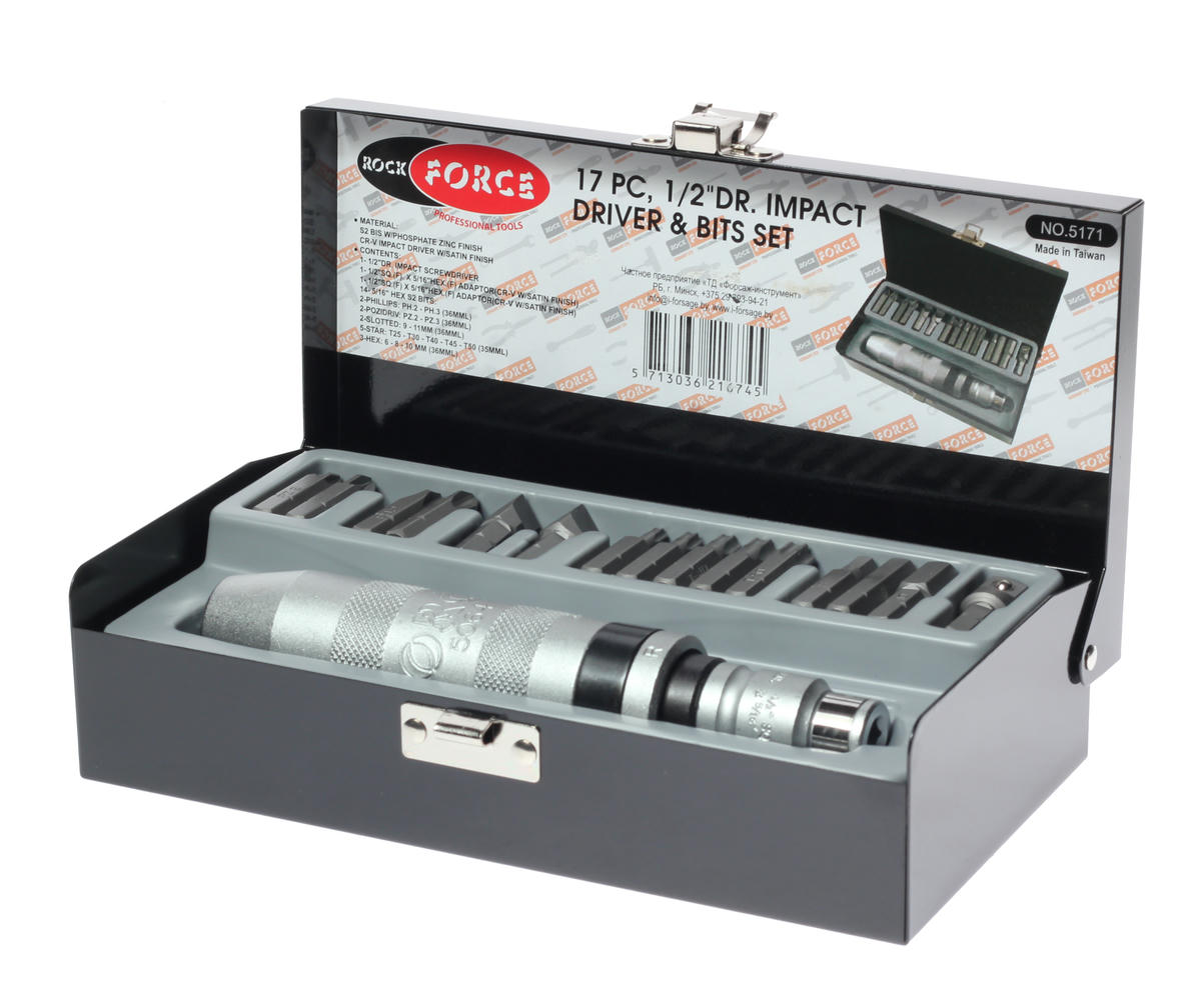 Отвертка ударная с набором вставок 17пр ROCK FORCE preview 2