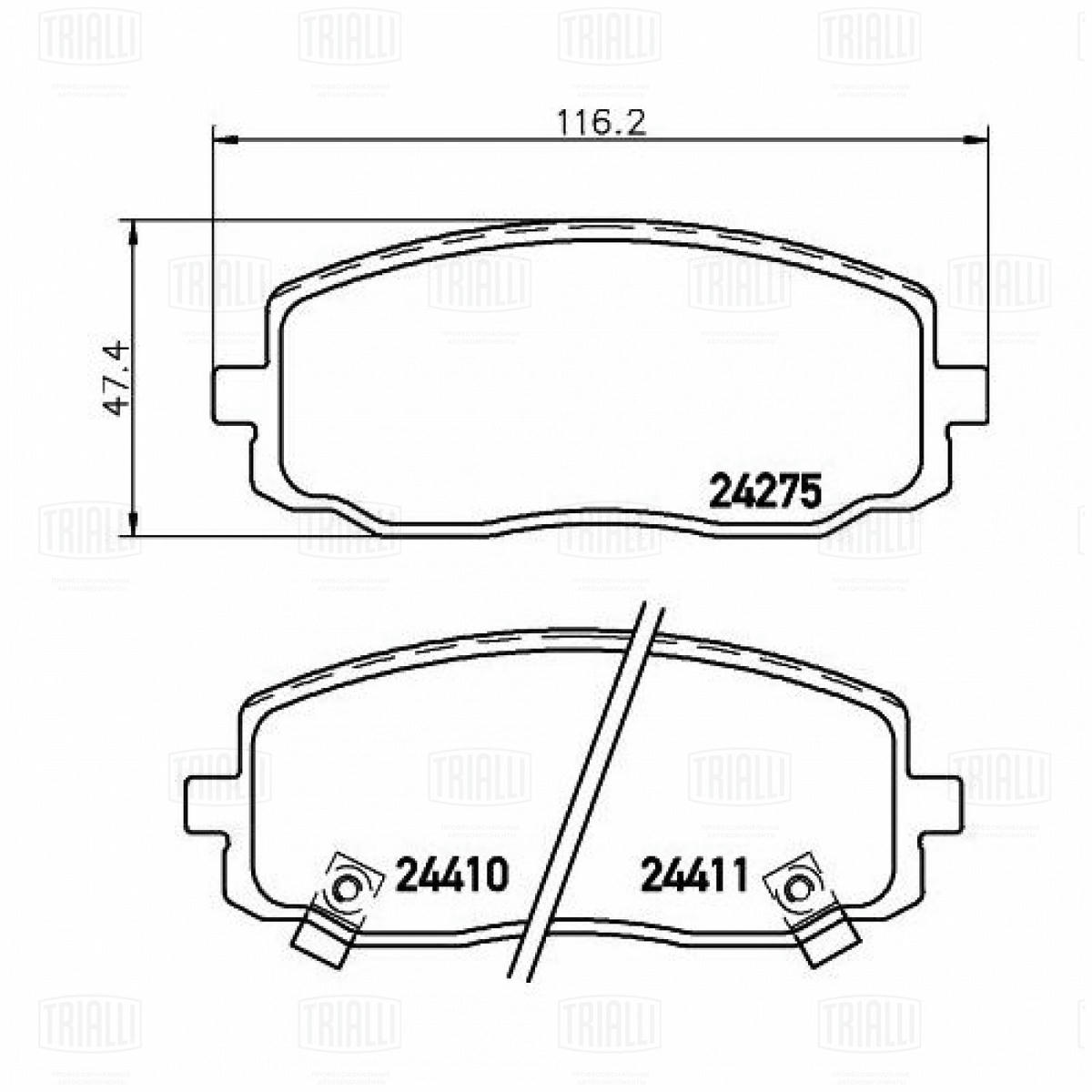 Колодки тормозные передние к-кт TRIALLI PF 4245 preview 2