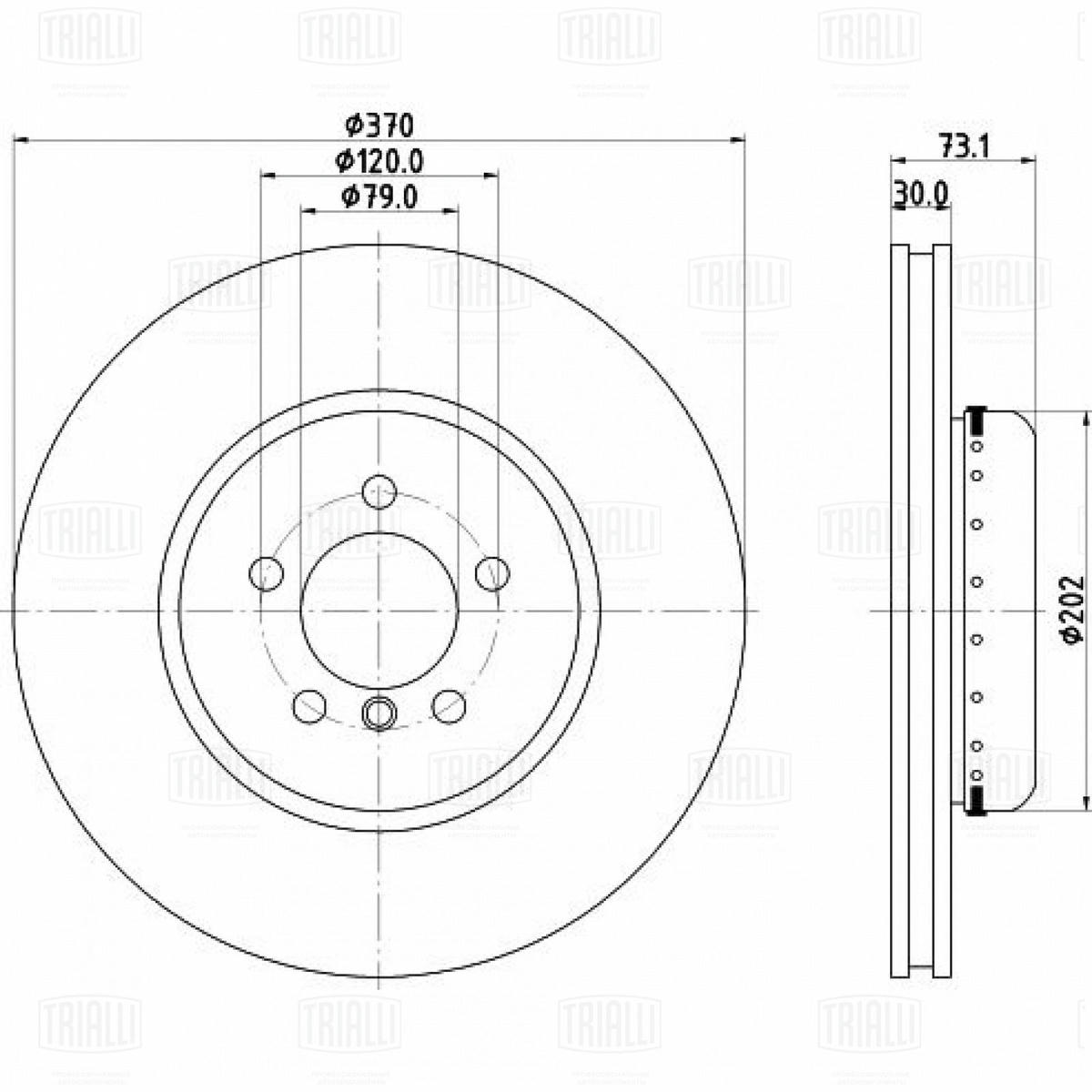 Диск торм. для а/м BMW 3 (F30) (11-)/4 (F32) (13-) перед. d=370 (M-sport) (DF 210215) preview 3