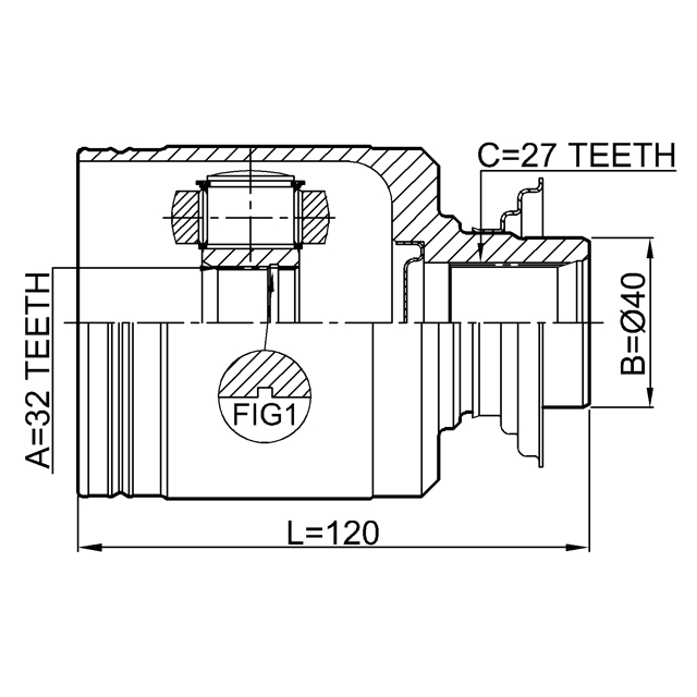 ШРУС ВНУТРЕННИЙ ПРАВЫЙ 32X40X27, шт preview 2