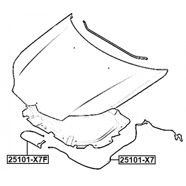 Трос привода открывания замка капота CITROEN C5 (X7) FEBEST 25101-X7F preview 2