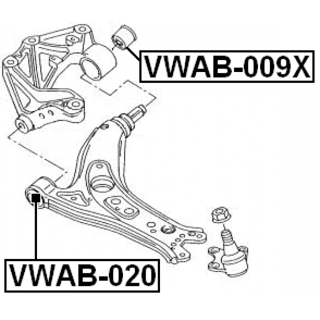 VWAB020_сайлентблок рычага пер.! VW Polo/Fox, Seat Cordoba, Skoda Fabia 99> preview 2