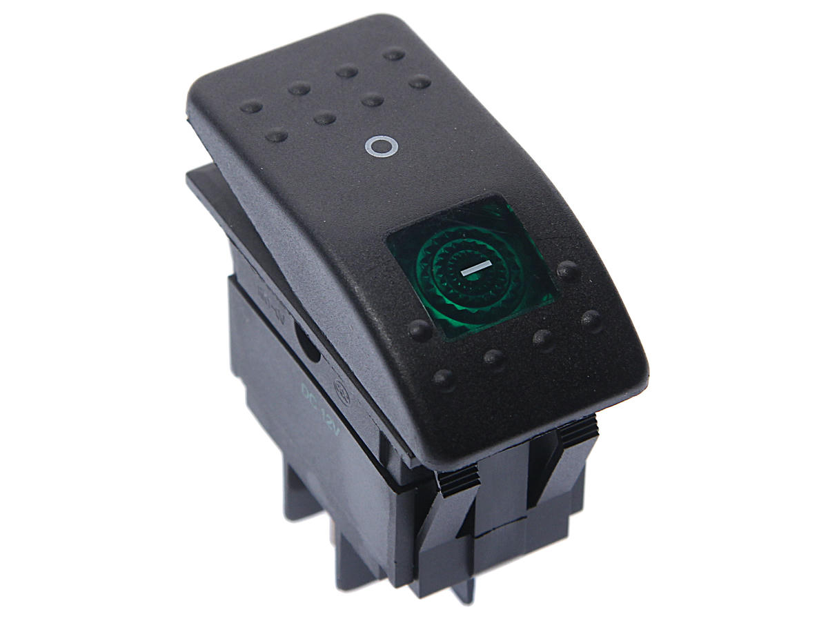 Выключатель клавишный 12V 35А ON-OFF зеленый с подсветкой REXANT preview 1