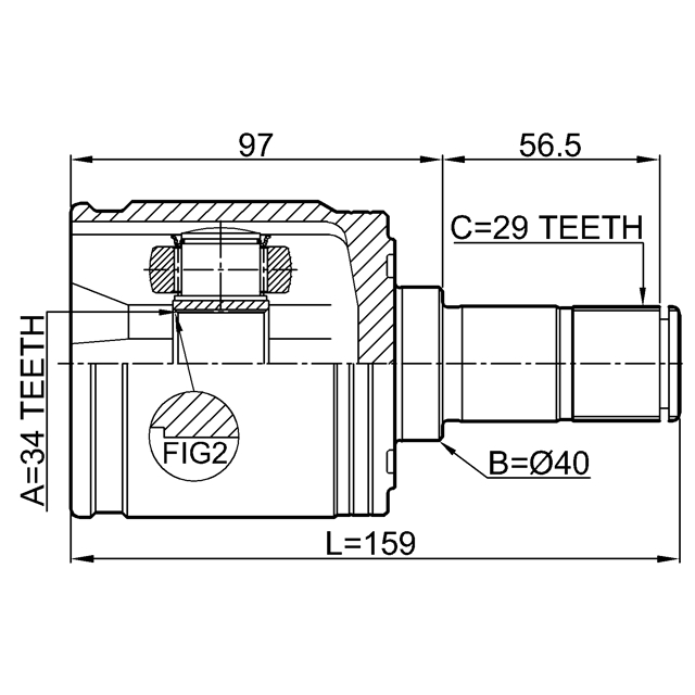 Шрус внутренний левый 34x40x29 preview 2