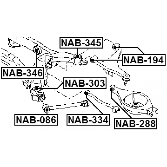 Сайлентблок задней подвески FEBEST NAB-345 preview 2 Сайлентблок задней подвески FEBEST NAB-345 preview 2