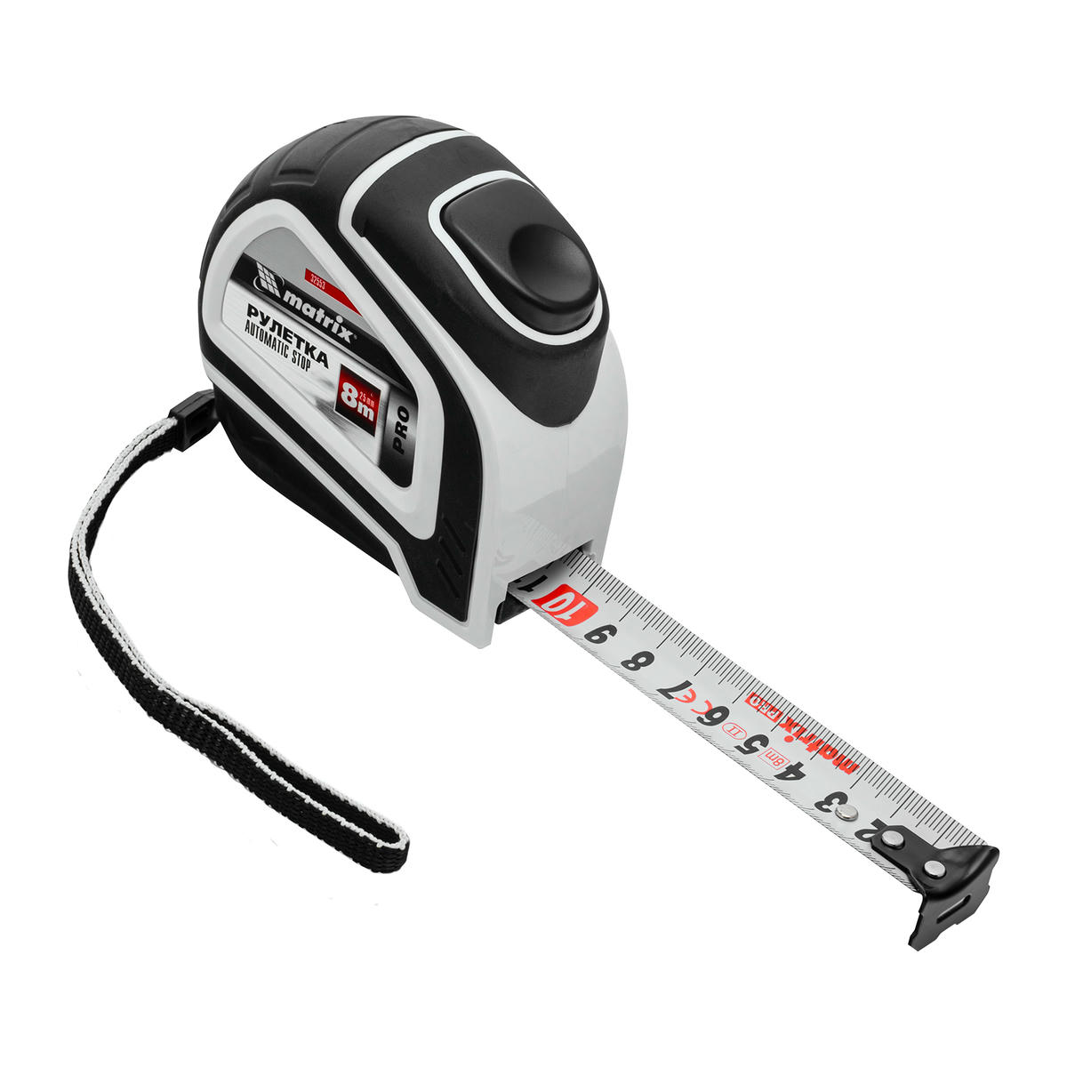 Рулетка Autostop, 8 м х 25 мм, двухкомпонентный корпус, автоматическая фиксация, PRO// Matrix preview 3