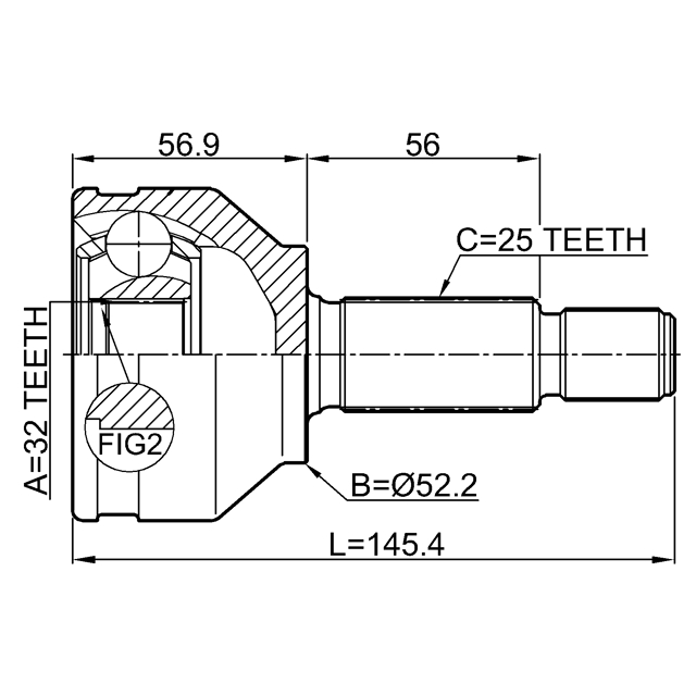 ШРУС НАРУЖНЫЙ32X52.2X25 (FEBEST) preview 2