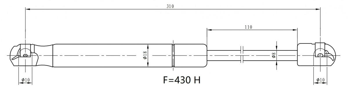 Упор газовый (амортизатор) для а/м Peugeot 407 (04-) универс. (стекла крышки багажника) (GS 2032) preview 3