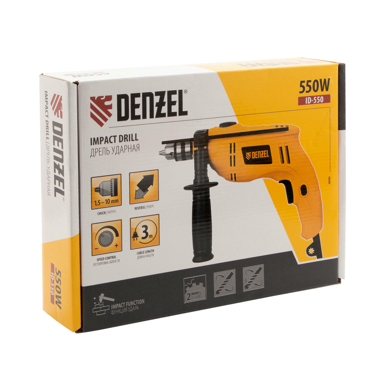DENZEL 26302 Дрель ударная ID-550, 550 Вт, 0-2900 об/мин, 464000 уд/мин preview 10