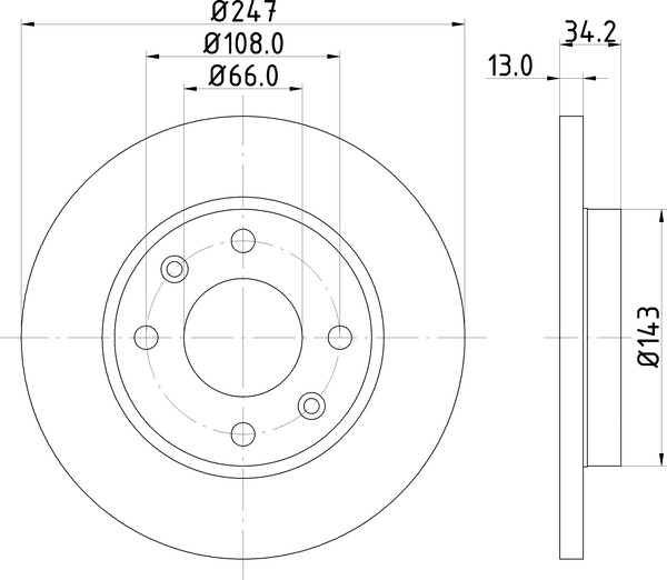 Диск торм. для а/м Peugeot 206 (02-)/306 (94-)/Citroen Xsara (97-) перед. d=247 (DF 095209) preview 3