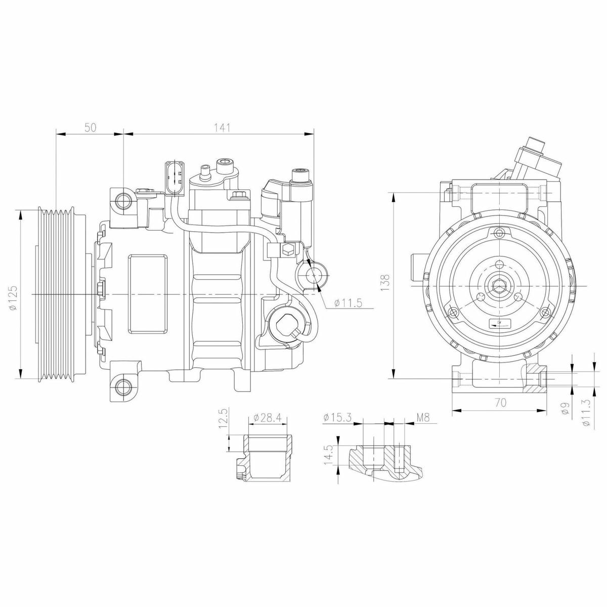 Компрессор кондиц. для а/м Audi A4 (B7) (04-)/A8 (05-)/Q7 (10-) (125mm 6PK) (LCAC 1832) preview 3