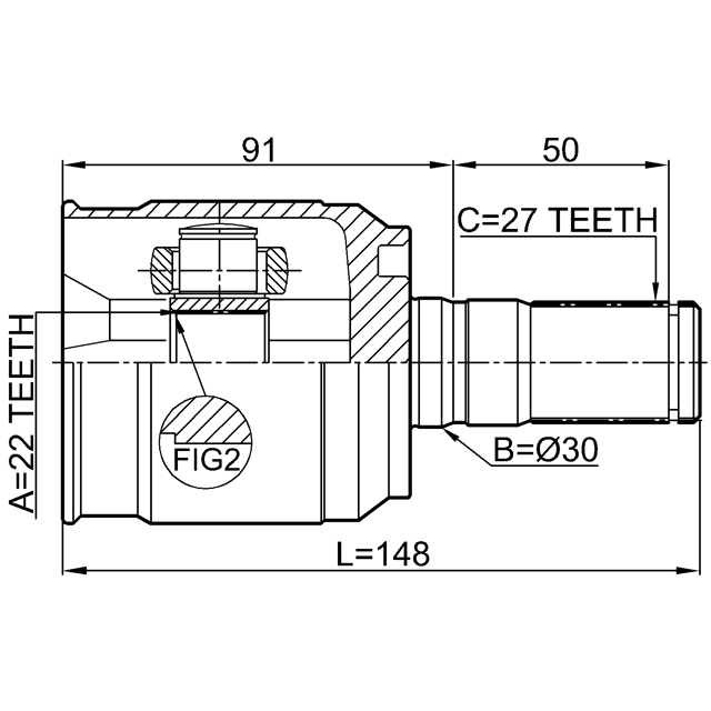 ШРУС внутренний HYUNDAI ELANTRA 11 (SD) 2011-2015 1211-SD11AT preview 2