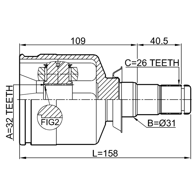 Шрус внутренний левый 32X31X26 preview 2