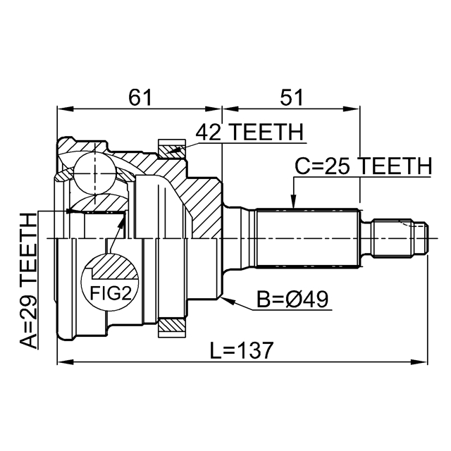 0710-029A42_ШРУС наружный к-кт! ABS Suzuki Liana 1.3/1.6 4WD 01> preview 2