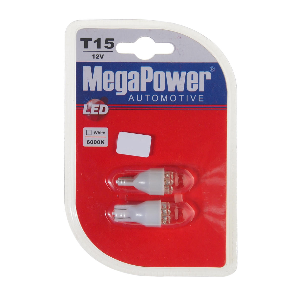Лампа T15W (W2,1X9,5d) 9 LED WHITE блистер (2шт) 6000K 12V MEGAPOWER preview 1