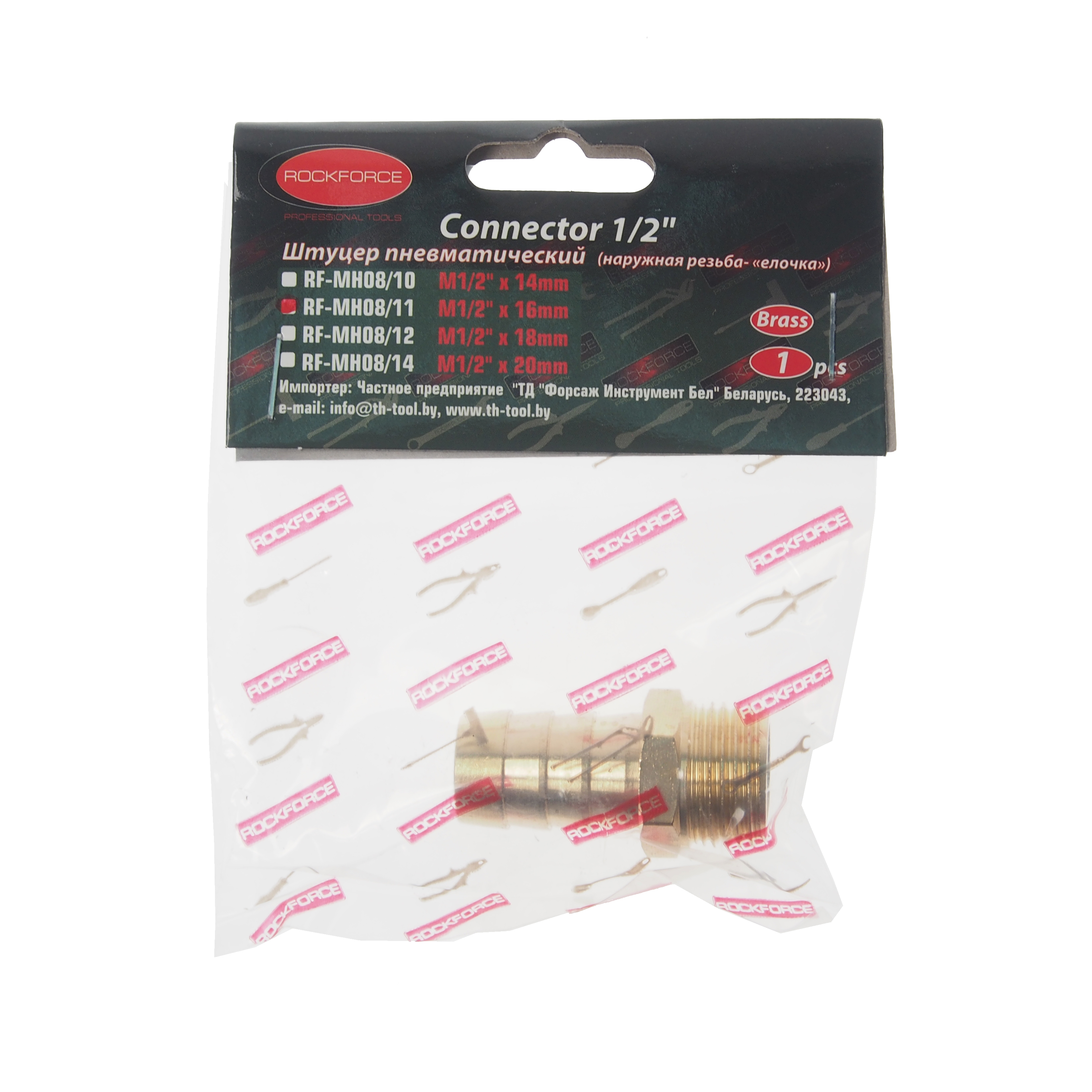 Штуцер пневматический наруж. резьба-ёлочка 1/2"-16мм ROCK FORCE preview 1