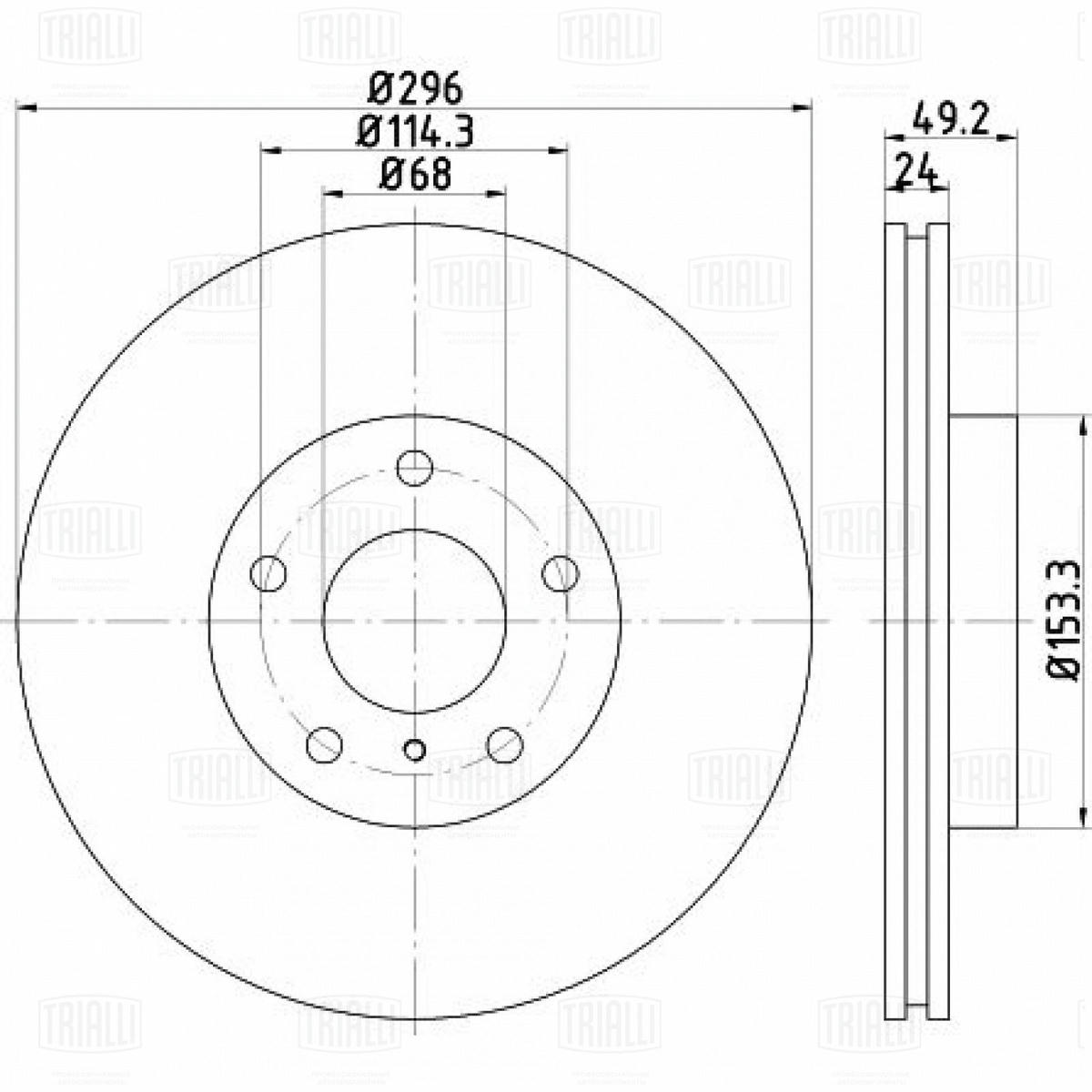 Диск торм. для а/м Nissan Teana J31 (03-)/Teana J32 (08-)/Infiniti G (02-) перед. d=296 (DF 073159) preview 3