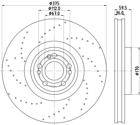 Диск торм. для а/м Mercedes GLE (V167/C167) (18-) перед. d=375 (перф./окраш.) (DF 190439) preview 3