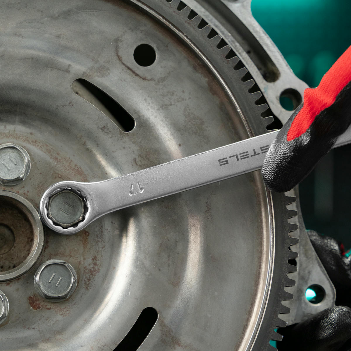 Ключ комбинированный 17 мм, CrV, матовый хром// STELS preview 1