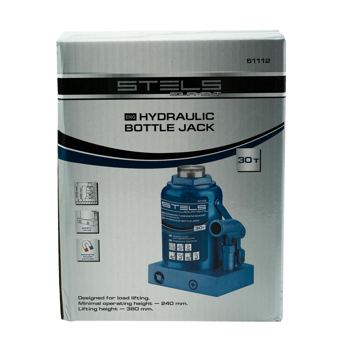 Домкрат бутылочный 30т гидравлический 244–370мм STELS preview 2