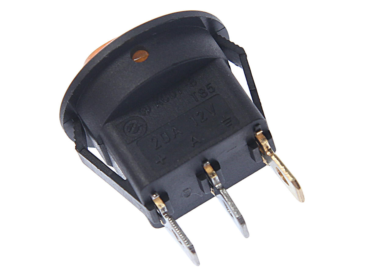 Выключатель клавишный круглый 12V 20А ON-OFF желтый с подсветкой REXANT preview 1