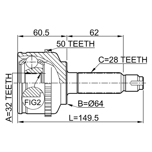 0310-CGA50_ШРУС наружный к-кт! ABS Honda Accord 1.8 16V/2.0 98> preview 2