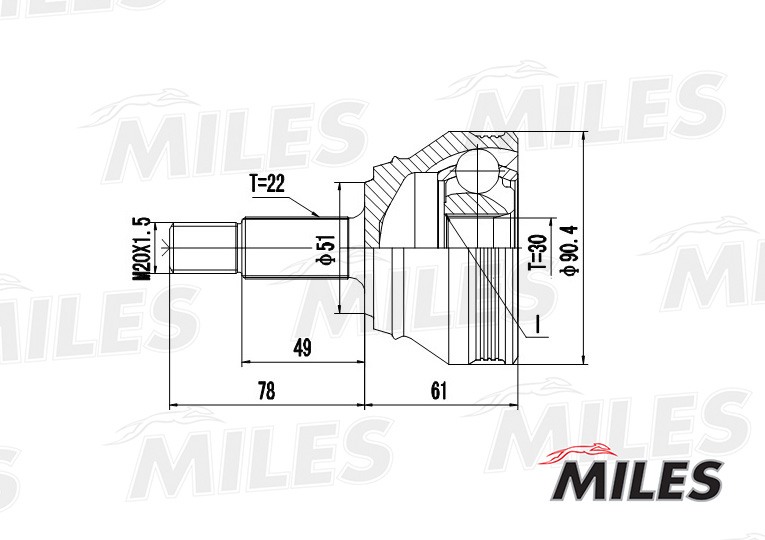 ШРУС VW GOLF II-III/PASSAT III-IV 1.6TD-2.2 88-93 нар. preview 3