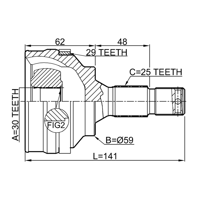 Шрус наружный 30X59X25 preview 2
