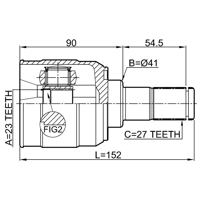 ШРУС ВНУТРЕННИЙ ЛЕВЫЙ 23X41X27, шт preview 2