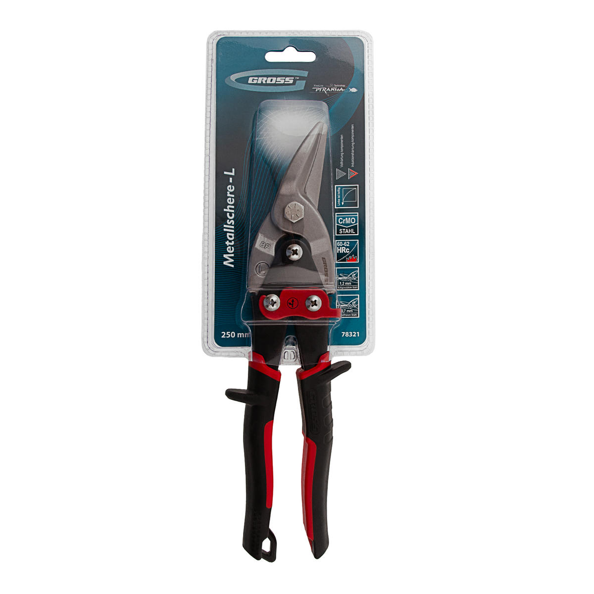Ножницы по металлу "PIRANHA",250мм,прямой и левый резки GROSS preview 4