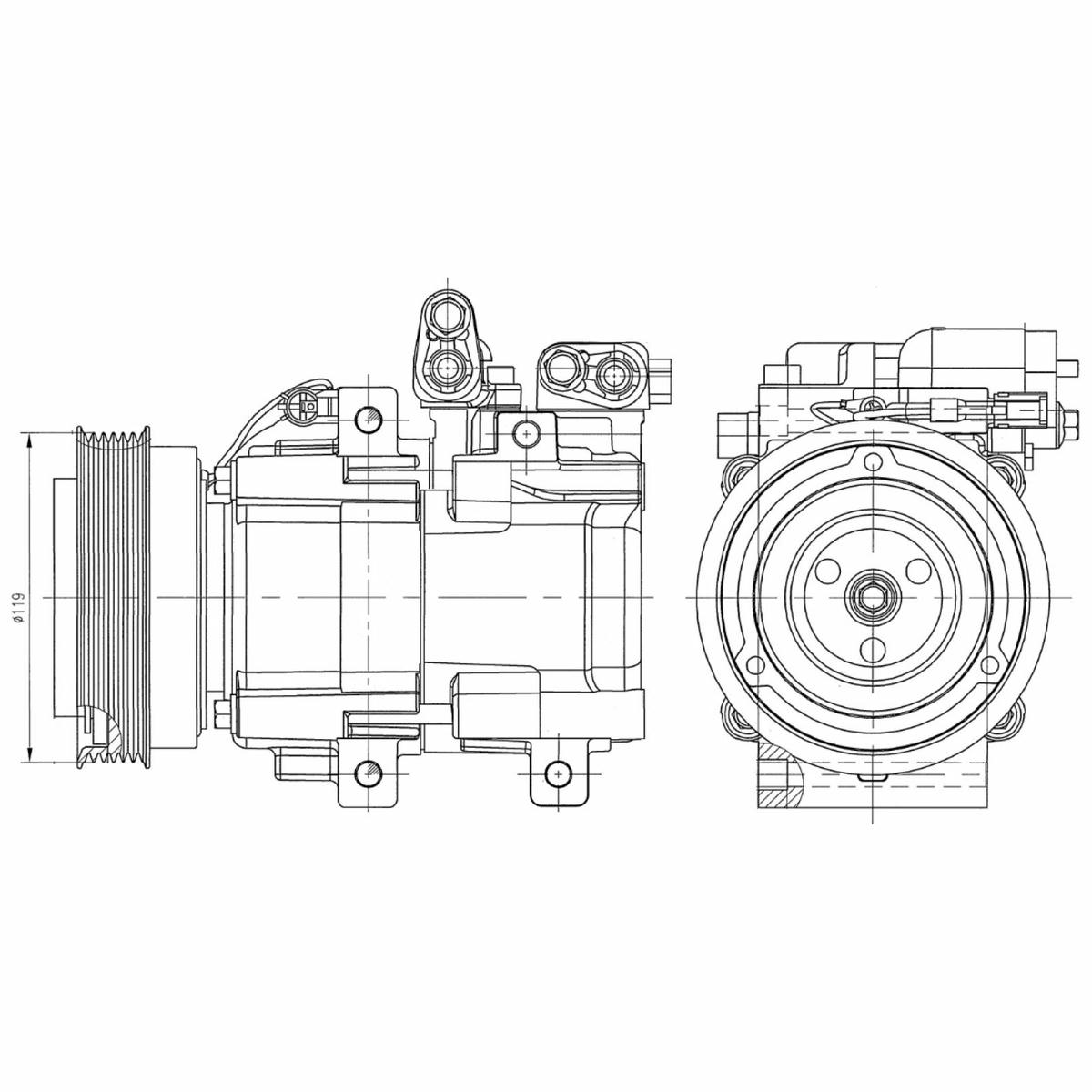 Компрессор кондиц. для а/м Hyundai Tucson (04-)/Kia Sportage II (04-) 2.0D (тип Halla) (LCAC 0828) preview 3