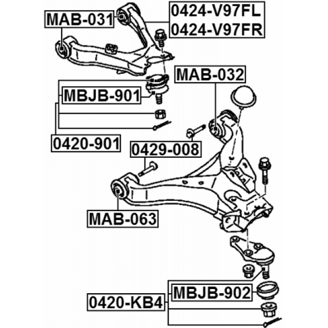 Болт сход-развальный с эксцентриком MITSUBISHI Pajero III 00-06 FEBEST 0429-008 preview 2